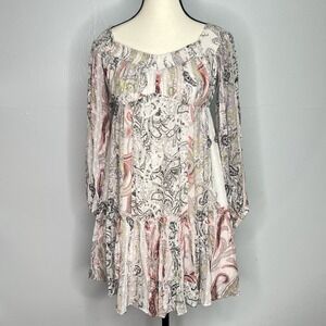 All Saints Tia Makutu Off the Shoulder Dress Sz 4 Balloon Sleeves Tiered Boho